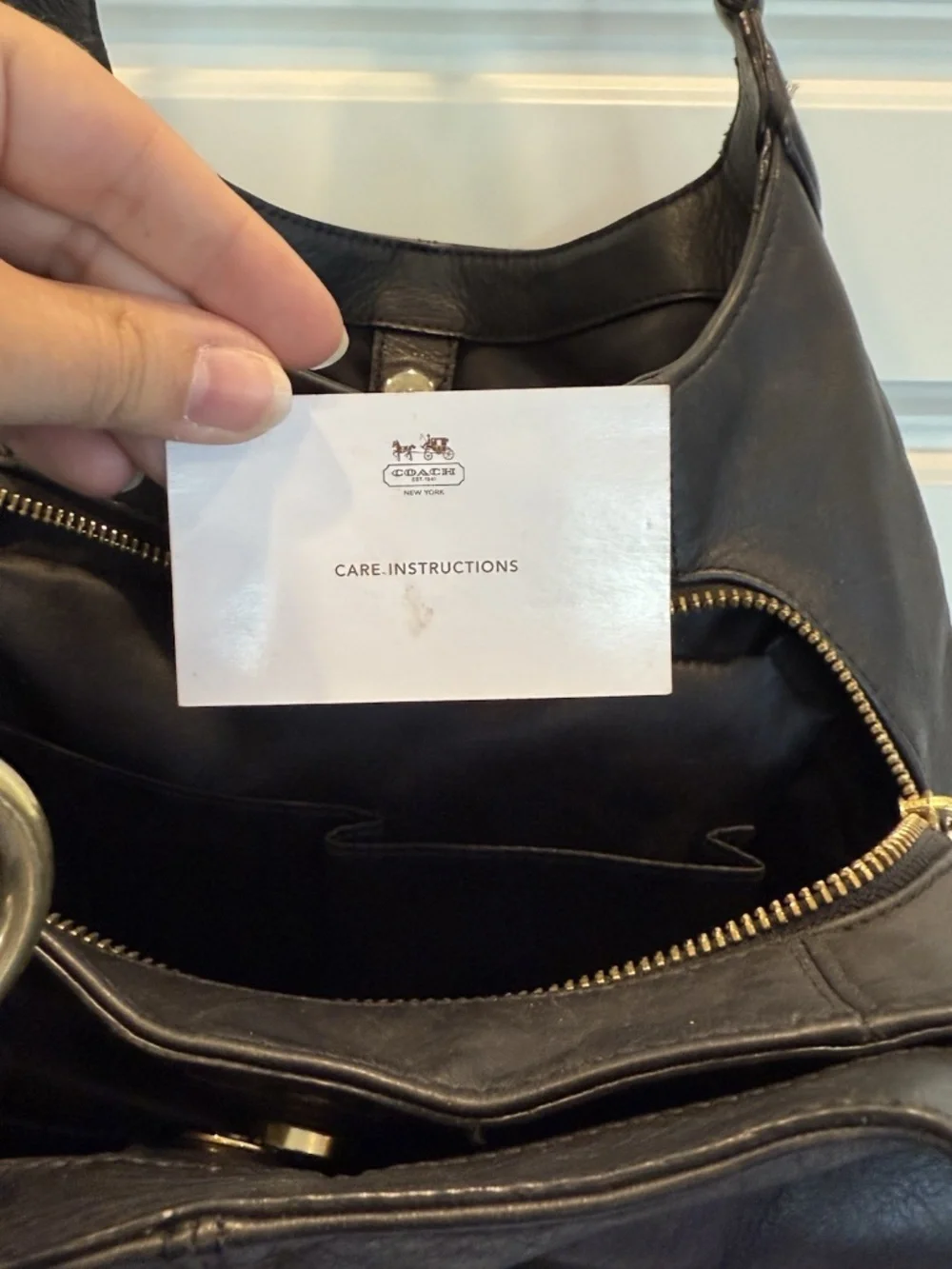 COACH Campbell F24686 Black Leather Large Hobo Shoulder Bag Chunky Brass Buckle